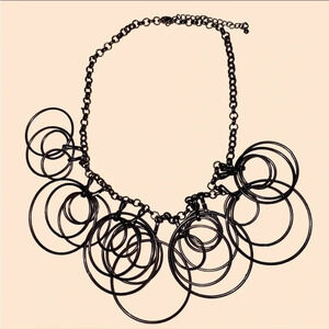Concentric Circle Gunmetal Black Statement Necklace